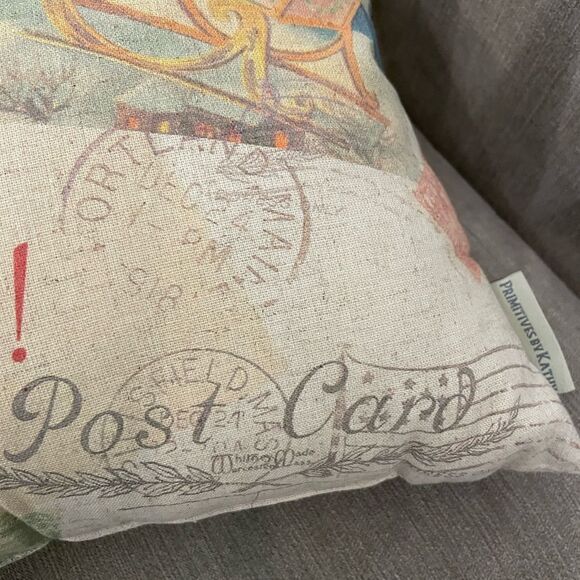 Primitives by Kathy Santa Reindeer Sled Christmas Pillow NWT - Picture 9 of 15